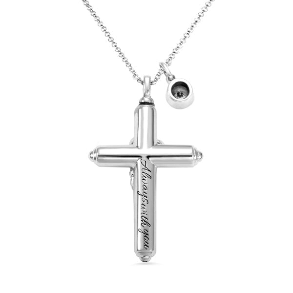 Engraved Cross Keepsake Urn Necklace in Silver Jewelry Treasures