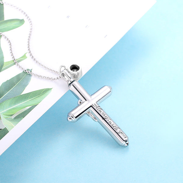 Engraved Cross Keepsake Urn Necklace in Silver Jewelry Treasures