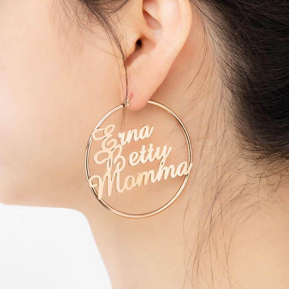 Personalized 3 Names Hoops Earring