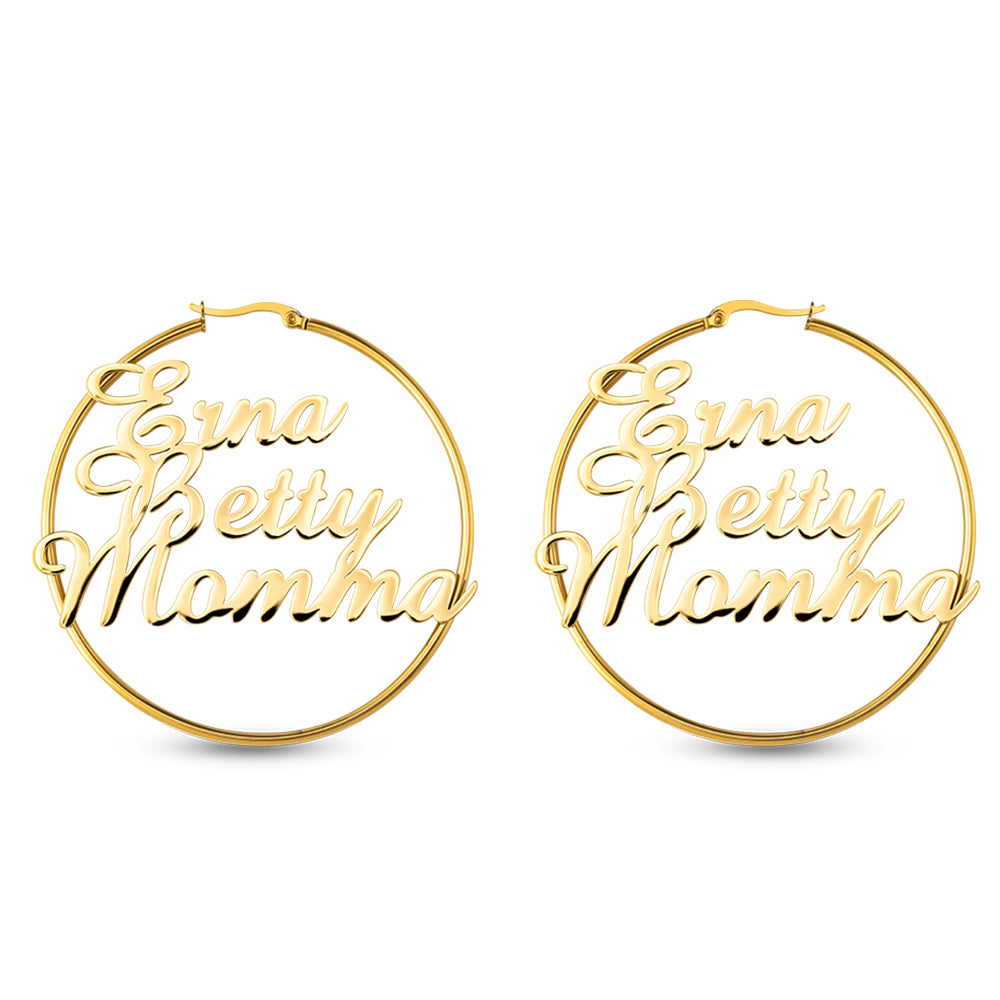 Personalized 3 Names Hoops Earring