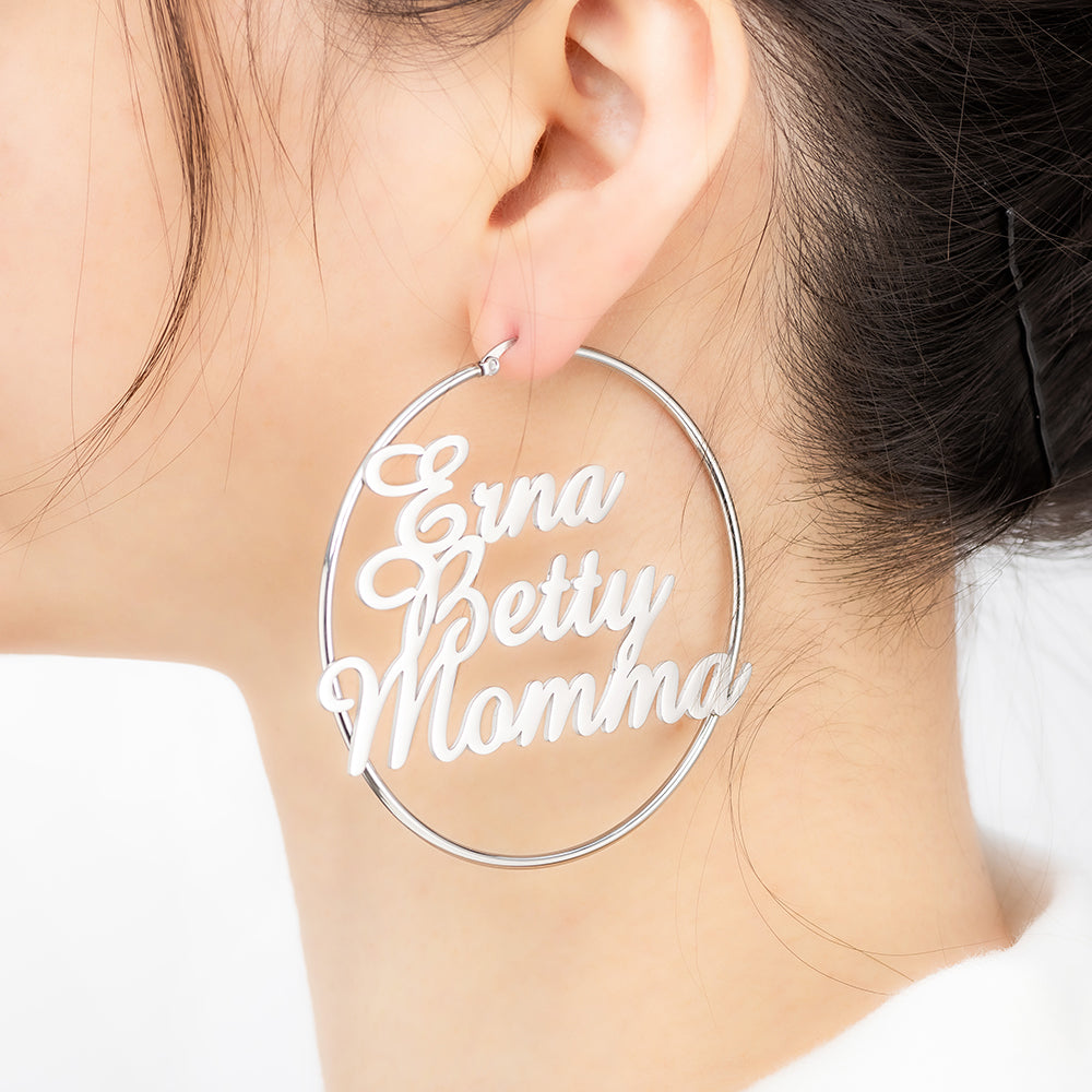 Personalized 3 Names Hoops Earring