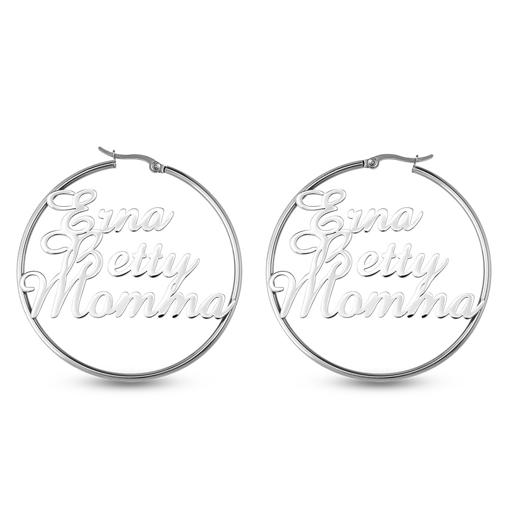 Personalized 3 Names Hoops Earring