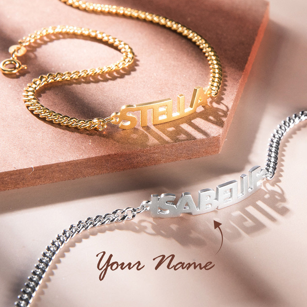 Personalized Bold Curb Chain Name Bracelet Jewelry Treasures