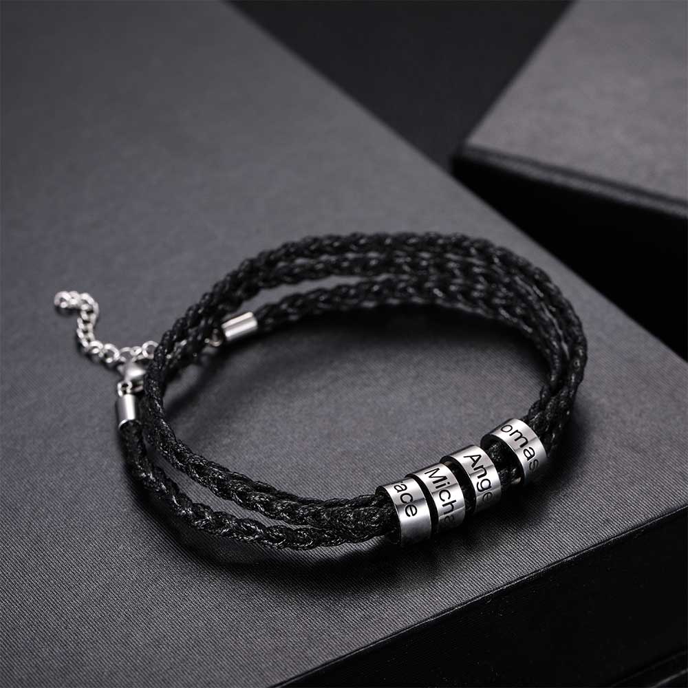 Men's Custom Bracelet Personalized Bead Bracelet Steel Beads Bracelet