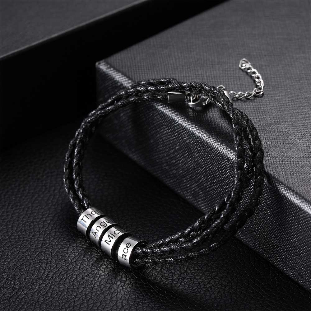 Men's Custom Bracelet Personalized Bead Bracelet Steel Beads Bracelet