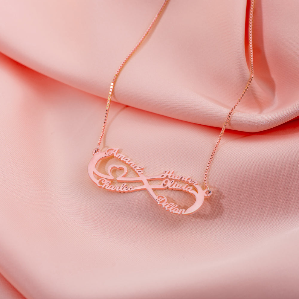 Personalized Infinity Name Necklace with 5 Names Jewelry Treasures