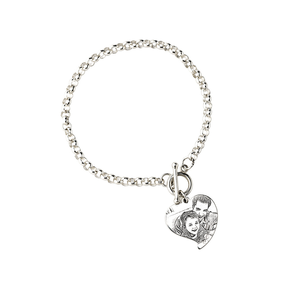 Charming Photo-Engraved Heart Bracelet Jewelry Treasures