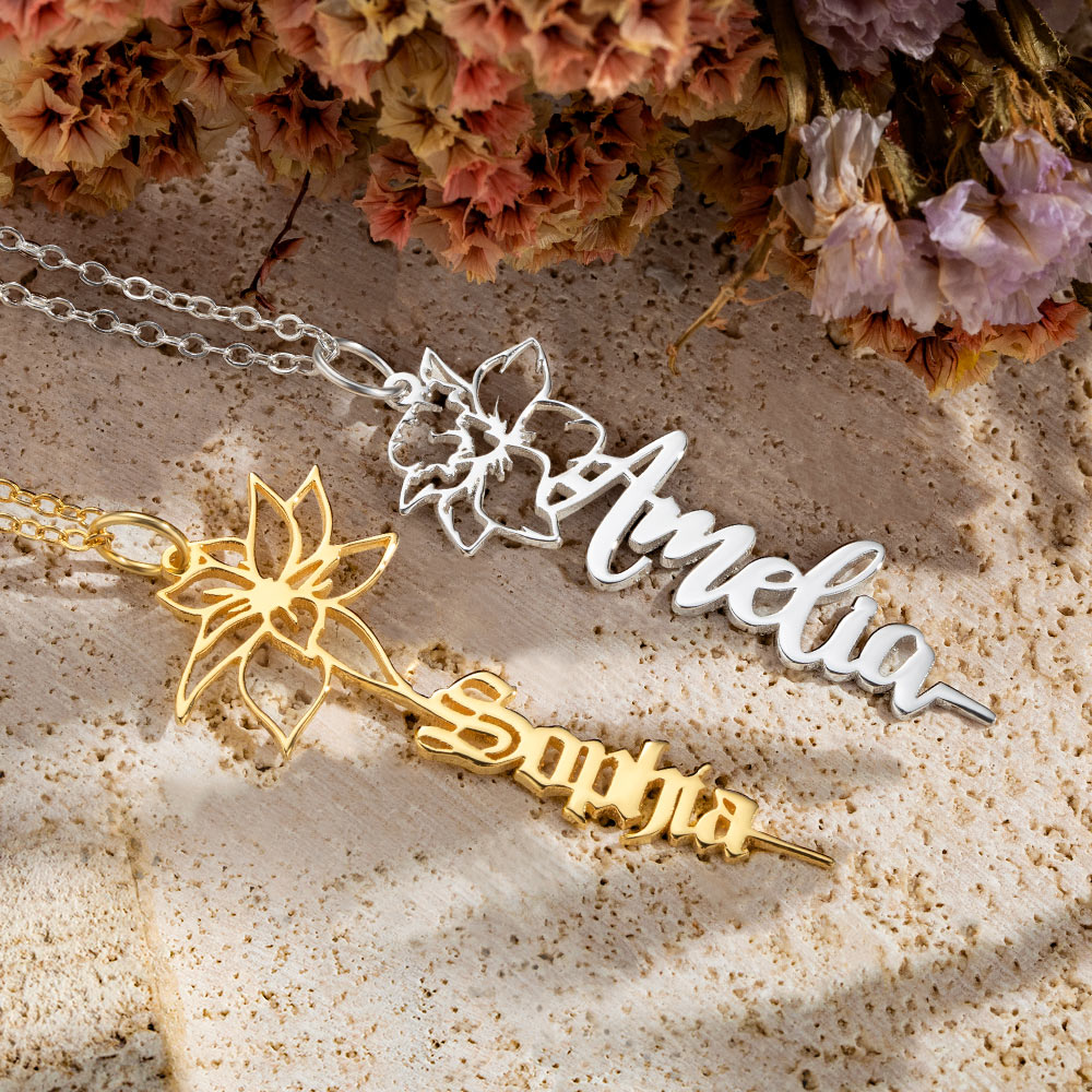 Dainty Floral Name Necklace Jewelry Treasures