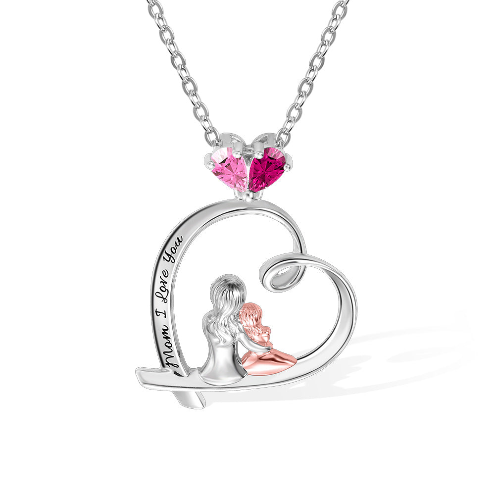 Personalized Birthstone Heart Necklace Sterling Silver 925 Jewelry Treasures