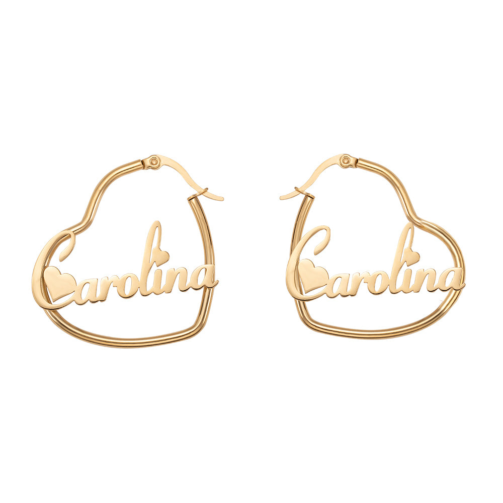 Personalized Crooked Heart Name Earrings