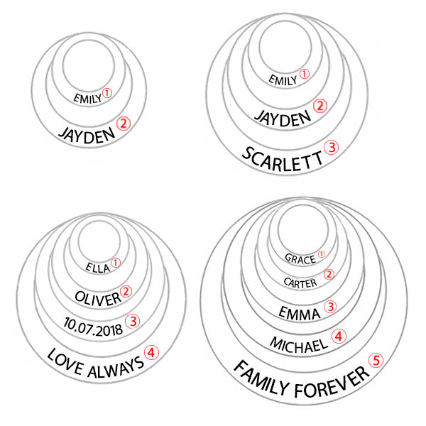 Engraved Family Stacked Circle Necklace Sterling Silver Jewelry Treasures