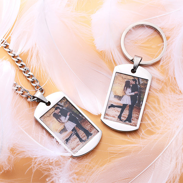 Custom Stainless Steel Photo Dog Tag Necklace & Keychain Jewelry Treasures