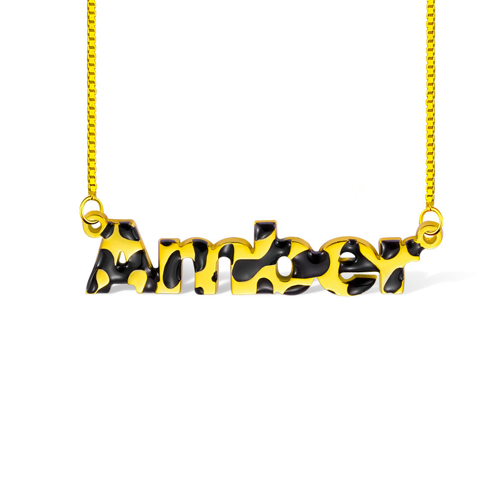 Custom Leopard Name Necklace Brass Jewelry Treasures