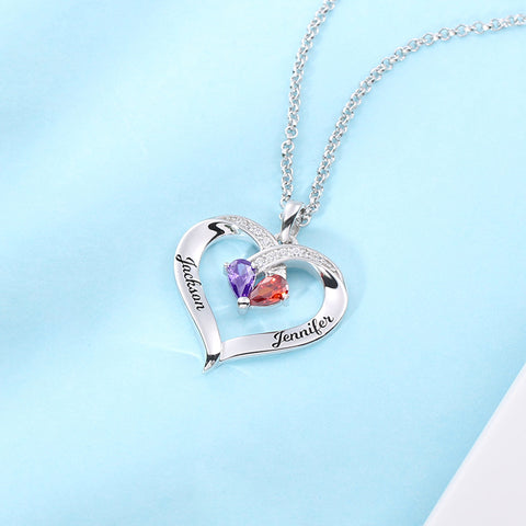 Forever Together Engraved Birthstone Necklace in Silver Jewelry Treasures