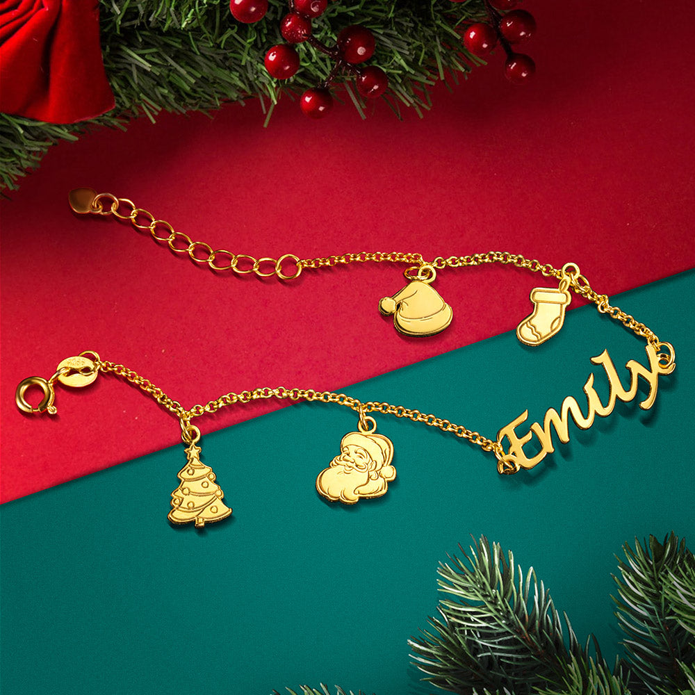 Personalized Christmas Name Bracelet Jewelry Treasures