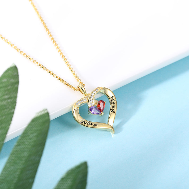 Forever Together Engraved Birthstone Necklace in Brass Jewelry Treasures