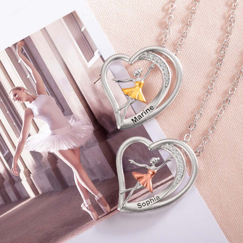 Customized Heart Ballet Dance Necklace Jewelry Treasures