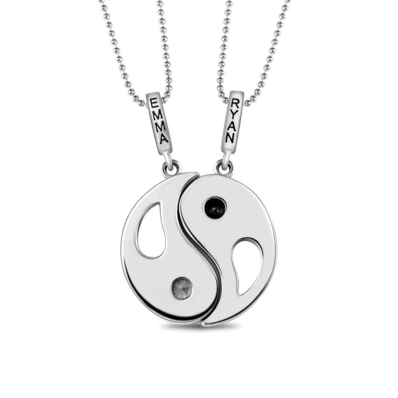 Custom Yin Yang Necklace with 2 Pendants & Birthstones Jewelry Treasures