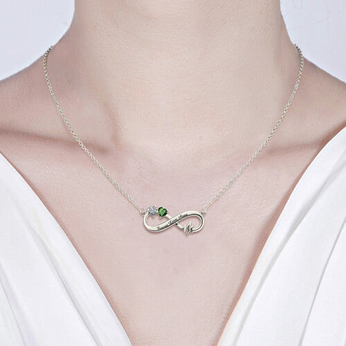 Heartbeat Infinity Necklace With Birthstones Jewelry Treasures