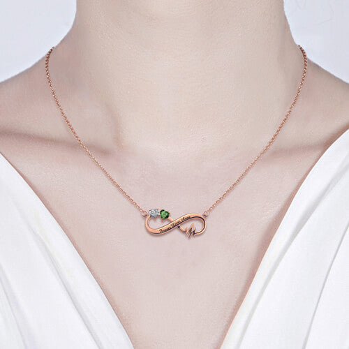 Heartbeat Infinity Necklace With Birthstones Jewelry Treasures