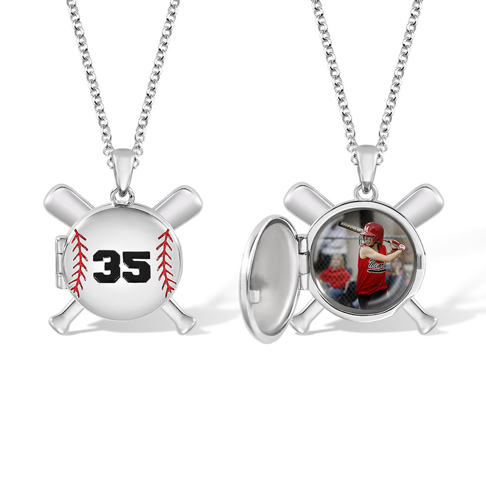 Baseball Necklace with Photo & Engraving - Ball Shape Short Style Jewelry Treasures