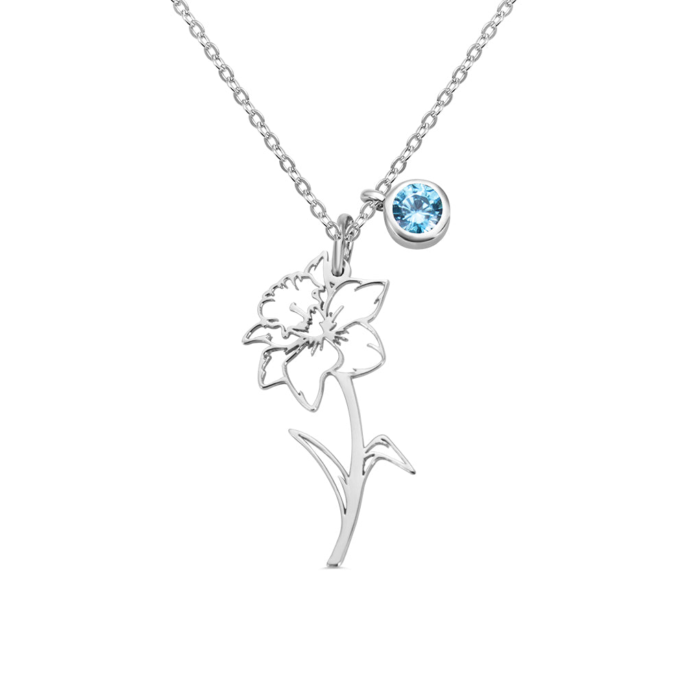 Custom Birth Flower Necklace Stainless Steel Jewelry Treasures