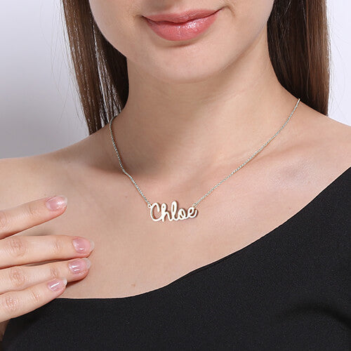 Personalized Cursive Style Name Necklace In Sterling Silver Jewelry Treasures