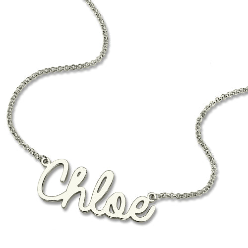 Personalized Cursive Style Name Necklace In Sterling Silver Jewelry Treasures