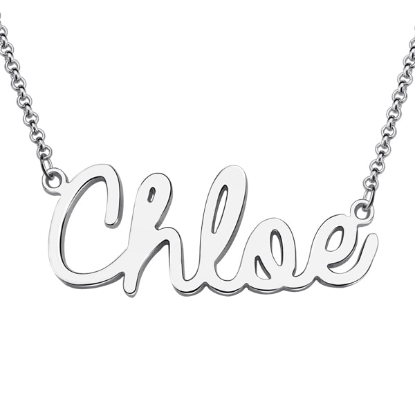 Personalized Cursive Style Name Necklace In Sterling Silver Jewelry Treasures