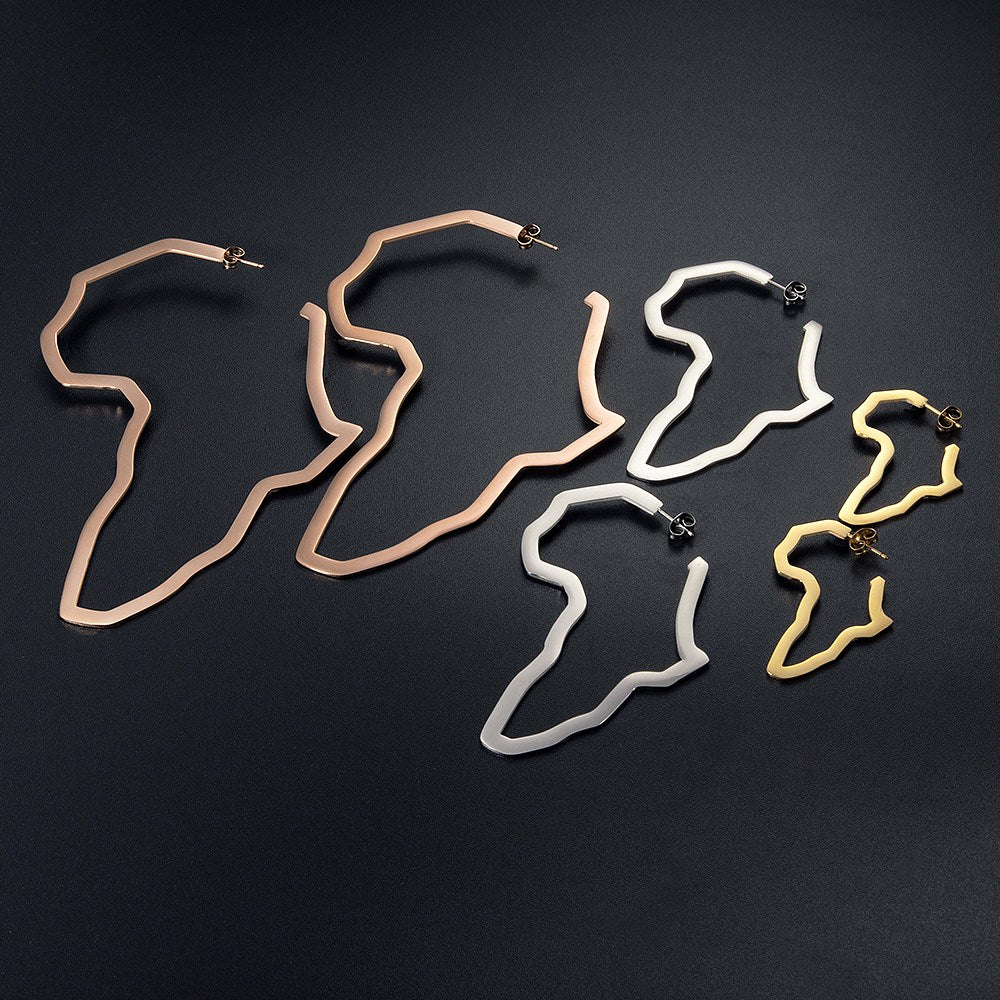 Stylish Africa Map Hoop Earrings