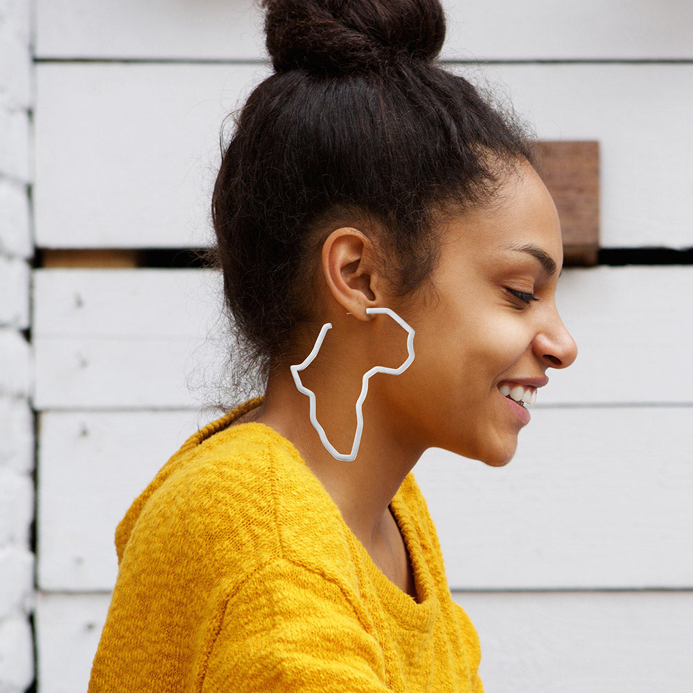 Stylish Africa Map Hoop Earrings