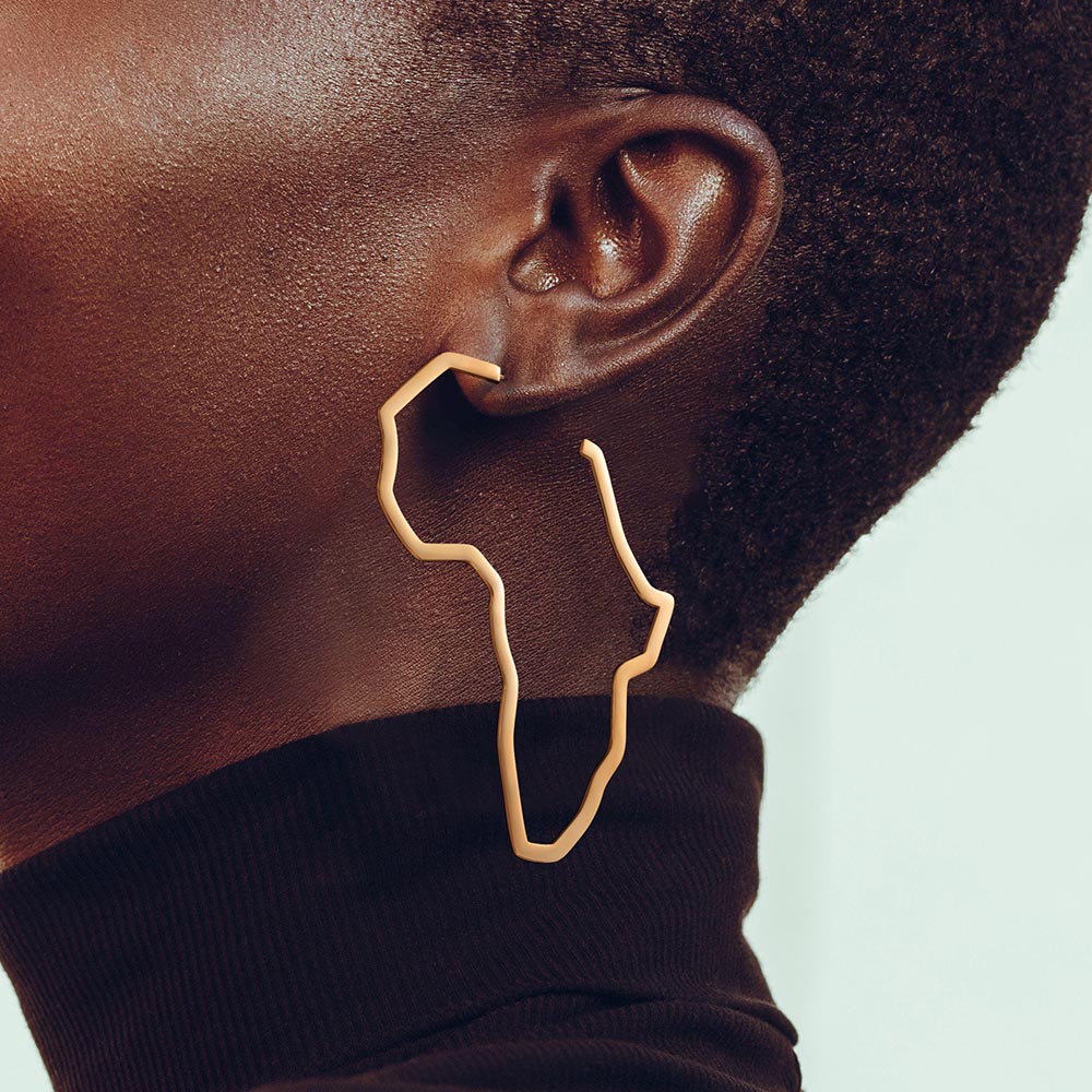 Stylish Africa Map Hoop Earrings