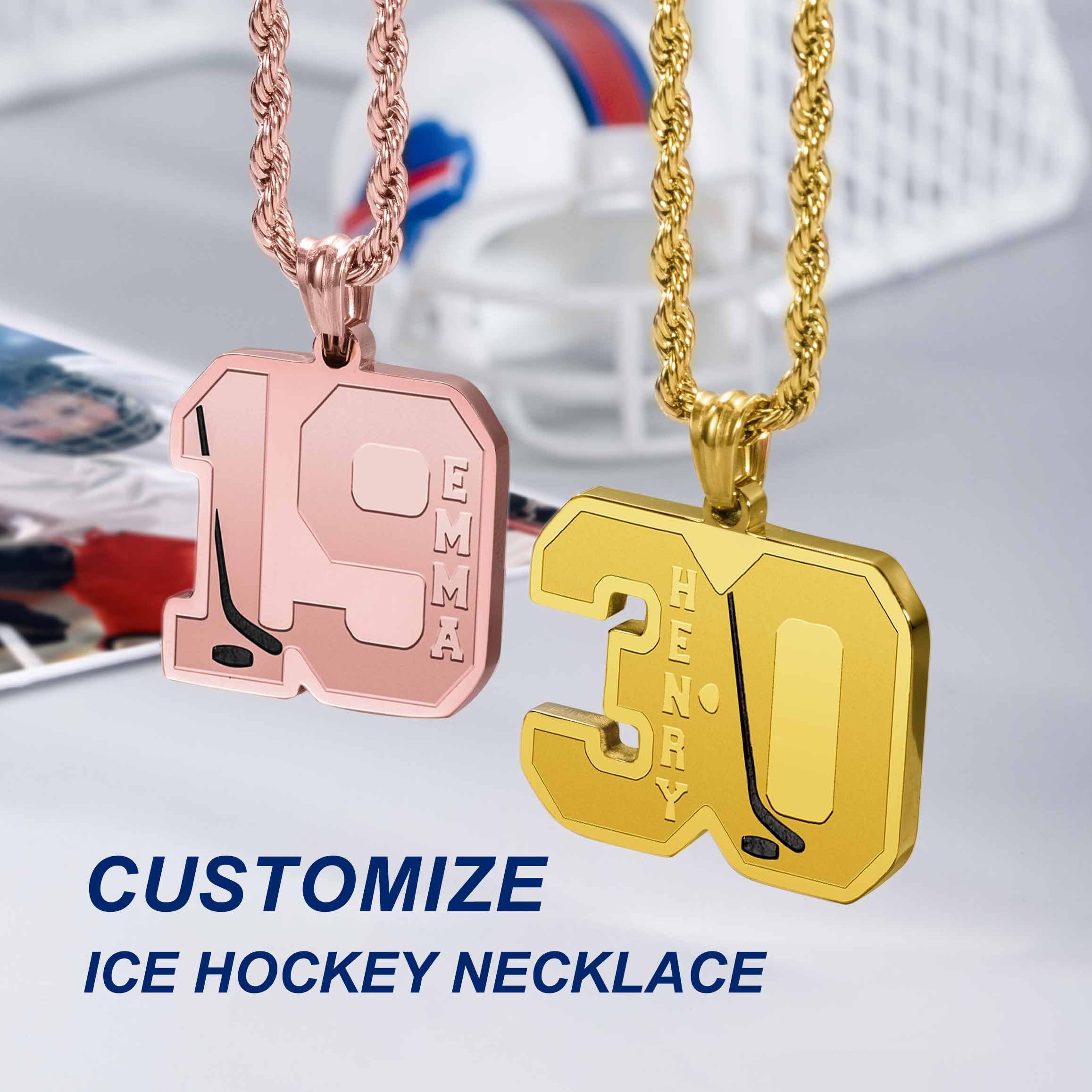 Custom Ice Hockey Number Necklace With Name Jewelry Treasures