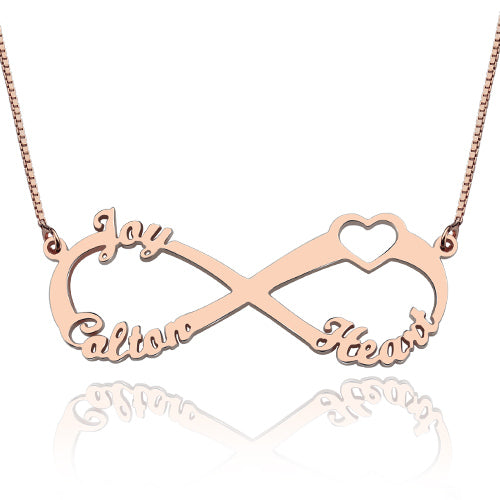 Adorable Heart Infinity 3 Names Necklace Jewelry Treasures