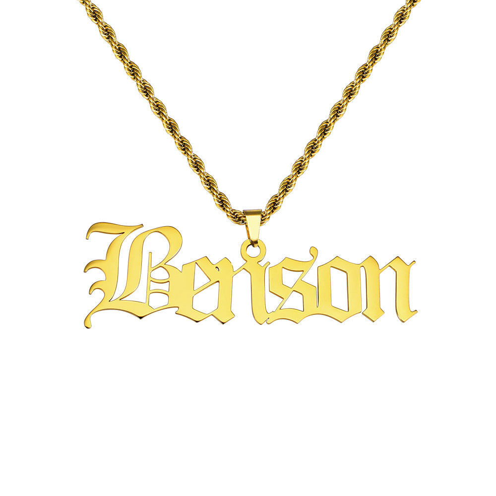 Personalized Old English Name Necklace for Man Jewelry Treasures