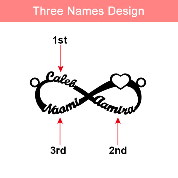 Adorable Heart Infinity 3 Names Necklace Jewelry Treasures