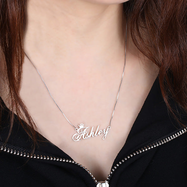 Personalized Name Crown Necklace Sterling Silver Jewelry Treasures