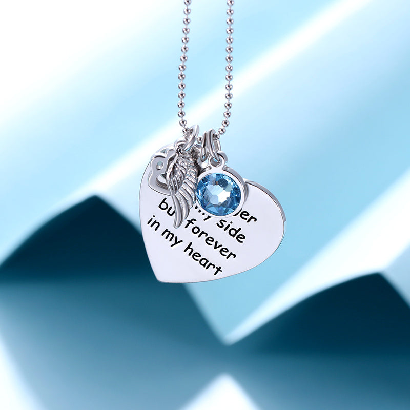 Custom Pet Memorial Heart Birthstone Necklace With Wing And Paw Print Jewelry Treasures