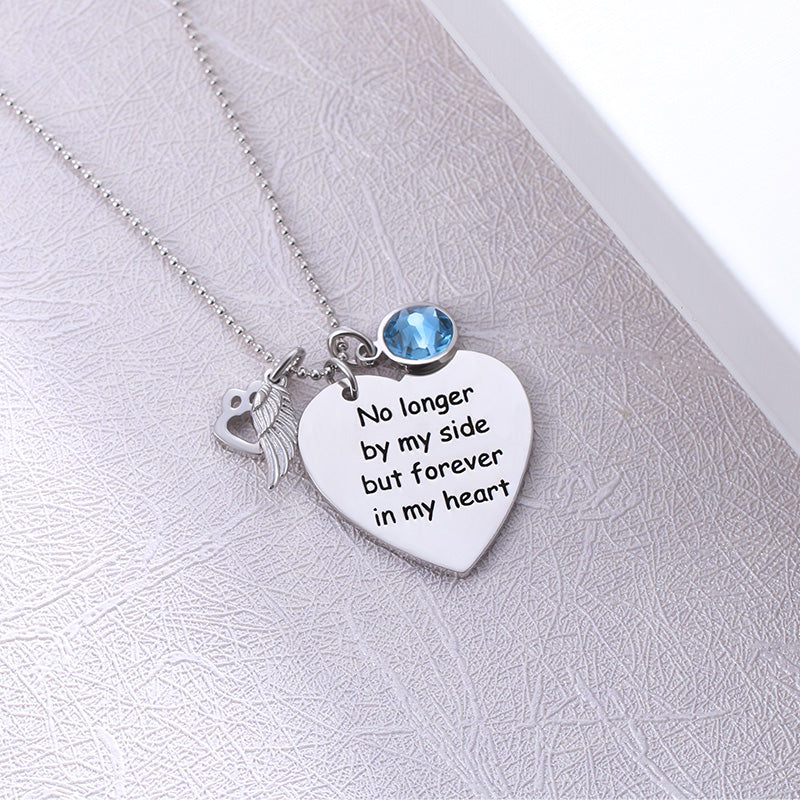 Custom Pet Memorial Heart Birthstone Necklace With Wing And Paw Print Jewelry Treasures