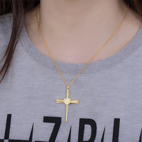 Engraved Baseball Cross Necklace Jewelry Treasures