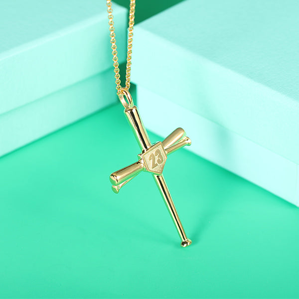 Engraved Baseball Cross Necklace Jewelry Treasures