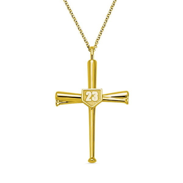 Engraved Baseball Cross Necklace Jewelry Treasures