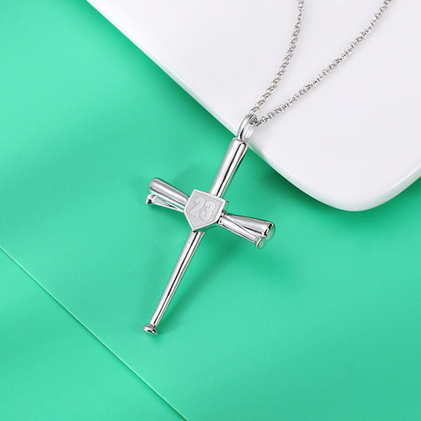 Engraved Baseball Cross Necklace Jewelry Treasures