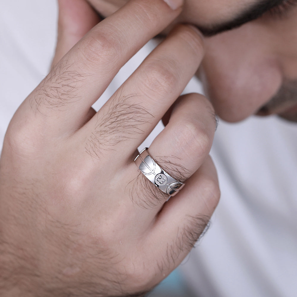 Engraved Basketball Signet Ring in Silver Jewelry Treasures