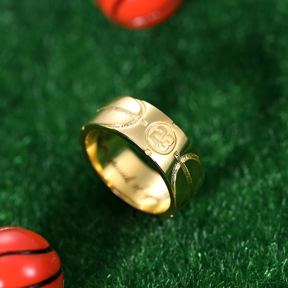 Engraved Basketball Signet Ring in Silver Jewelry Treasures