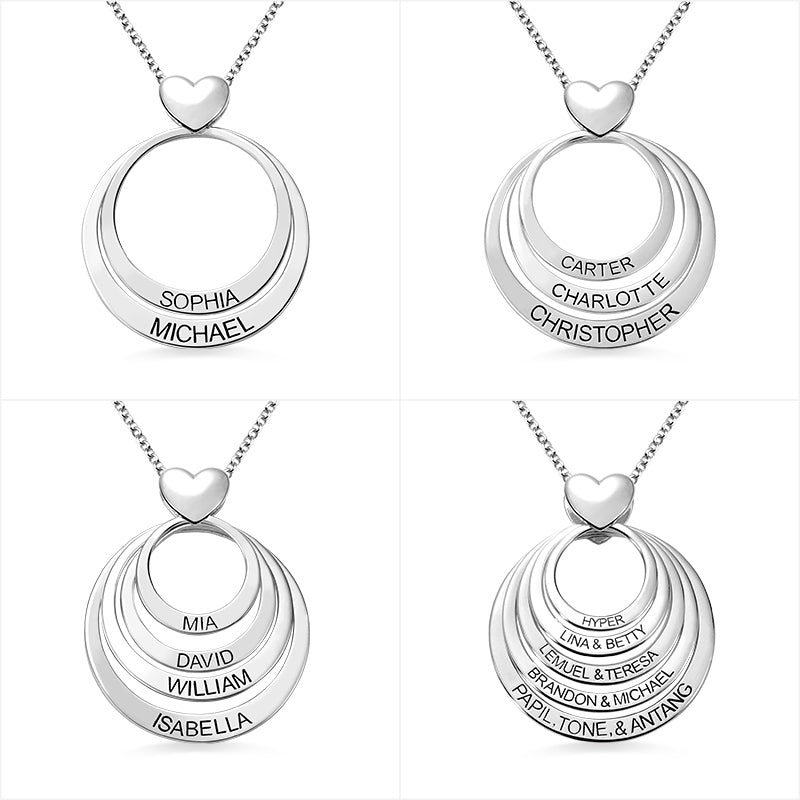 Personalized Family Stacked Circle Necklace Connect with One Heart Jewelry Treasures