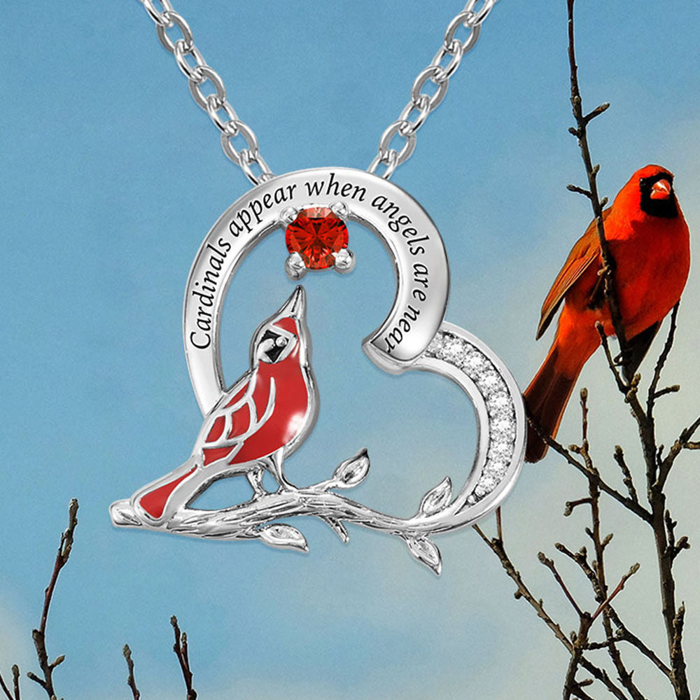 Personalized Cardinal Heart Pendant Necklace Sterling Silver 925 Jewelry Treasures