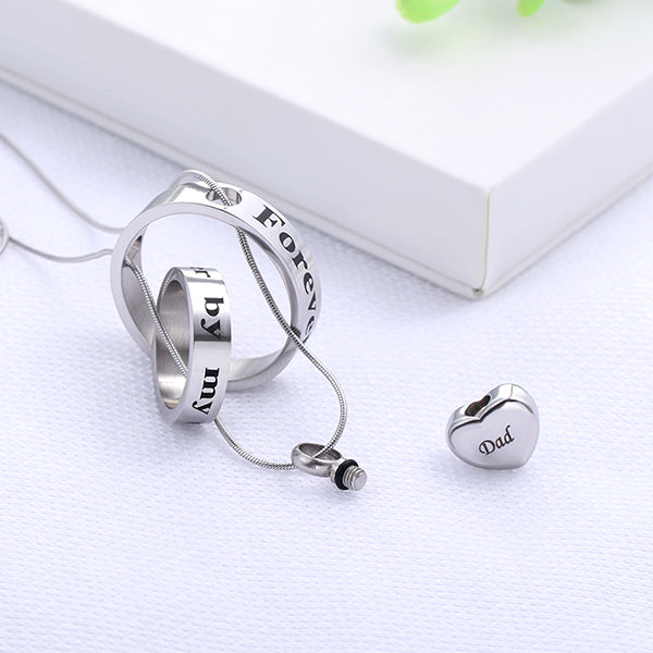 Forever in My Heart Stainless Steel Cremation Urn Necklace for Ashes Jewelry Treasures