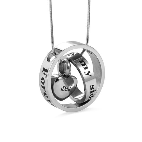 Forever in My Heart Stainless Steel Cremation Urn Necklace for Ashes Jewelry Treasures