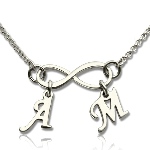 Personalized Infinity Necklace Double Initials Sterling Silver Jewelry Treasures